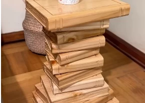 Te enseño cómo hacer una mesita de madera con forma de libros apilados